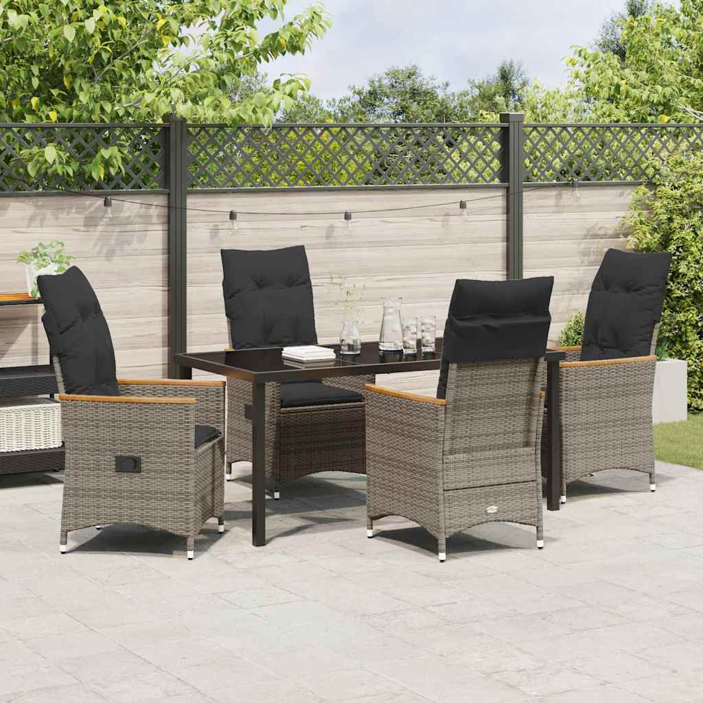 Garten Essgruppe mit Kissen 5 pcs Grau Poly-Rattan