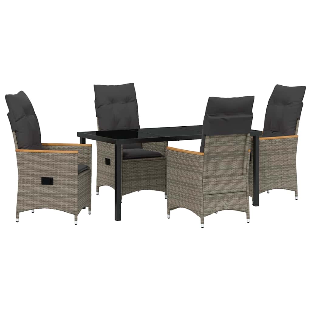 Garten Essgruppe mit Kissen 5 pcs Grau Poly-Rattan