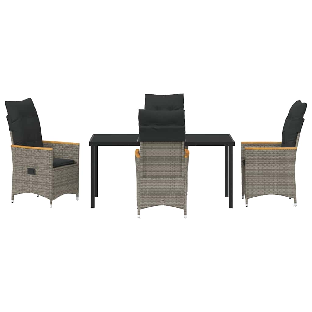 Garten Essgruppe mit Kissen 5 pcs Grau Poly-Rattan