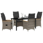 Garten Essgruppe mit Kissen 5 pcs Grau Poly-Rattan