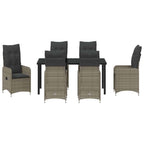 Garten Essgruppe mit Kissen 7 pcs Grau Poly-Rattan