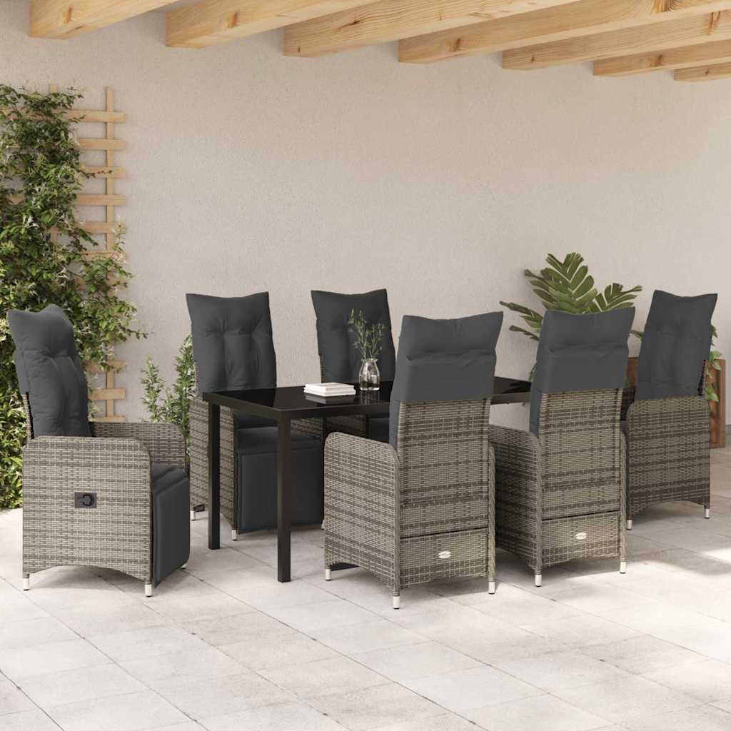 Garten Essgruppe mit Kissen 7 pcs Beige Poly-Rattan