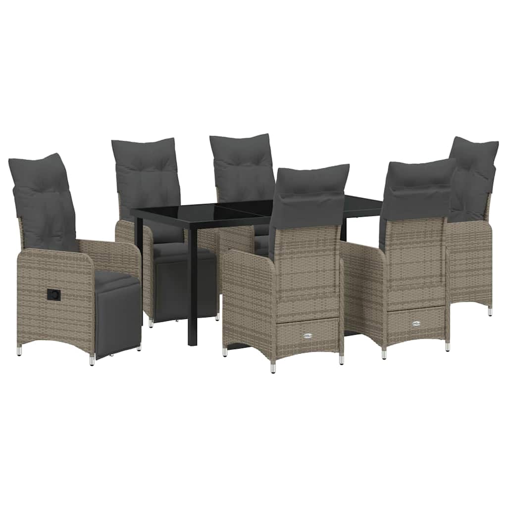 Garten Essgruppe mit Kissen 7 pcs Beige Poly-Rattan