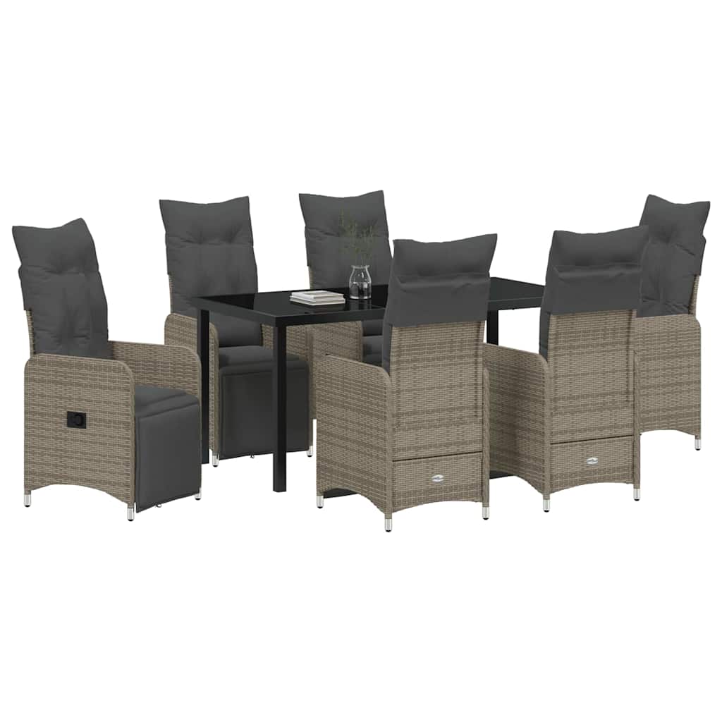 Garten Essgruppe mit Kissen 7 pcs Beige Poly-Rattan