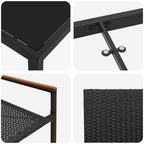 Garten Essgruppe mit Kissen 7 pcs Schwarz Poly-Rattan