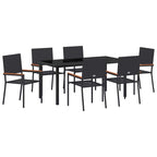 Garten Essgruppe mit Kissen 7 pcs Schwarz Poly-Rattan