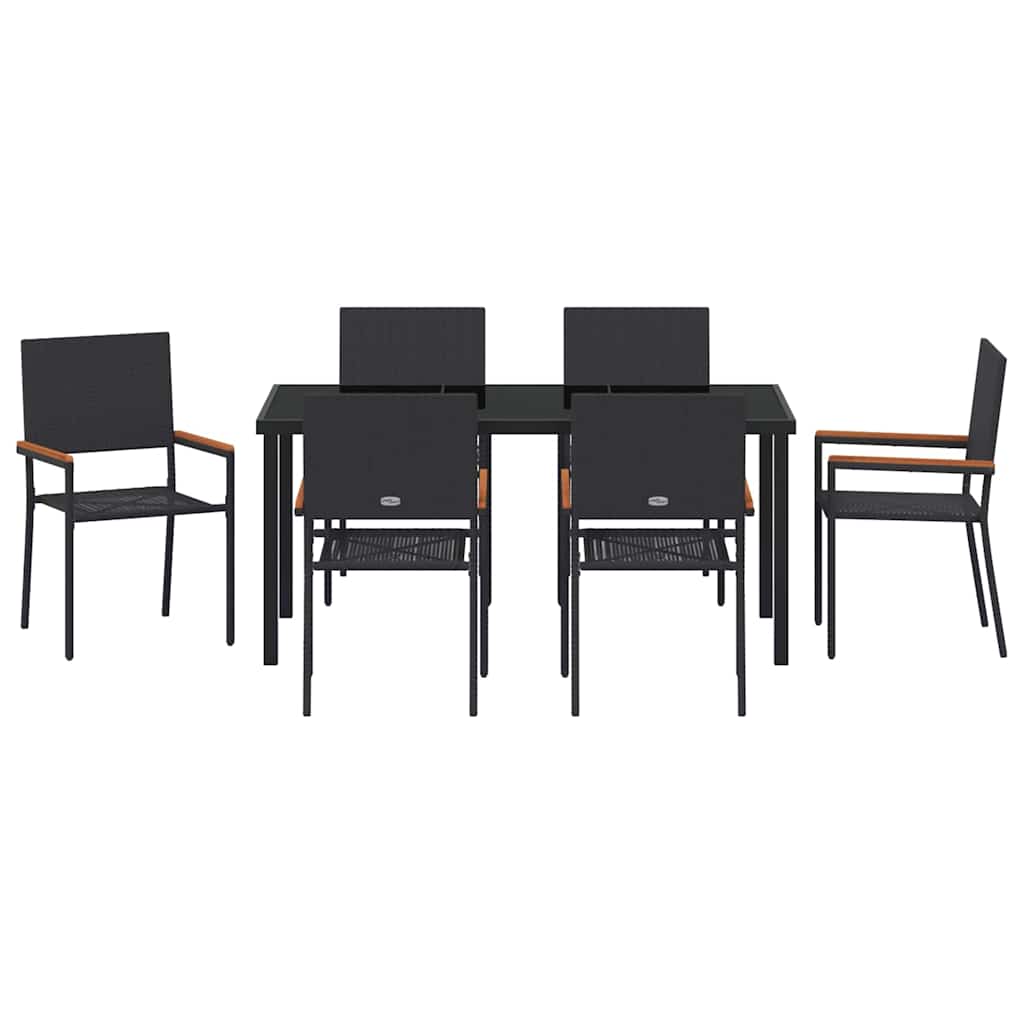 Garten Essgruppe mit Kissen 7 pcs Schwarz Poly-Rattan