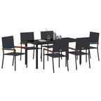 Garten Essgruppe mit Kissen 7 pcs Schwarz Poly-Rattan