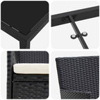 Garten Essgruppe mit Kissen 7 pcs Schwarz Poly-Rattan