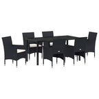 Garten Essgruppe mit Kissen 7 pcs Schwarz Poly-Rattan