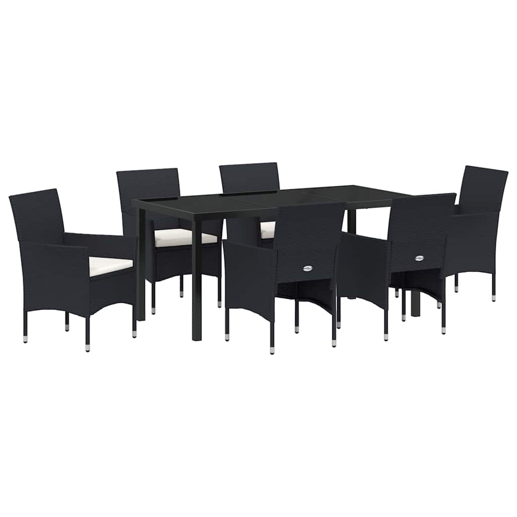 Garten Essgruppe mit Kissen 7 pcs Schwarz Poly-Rattan