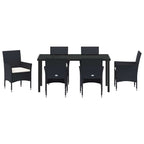 Garten Essgruppe mit Kissen 7 pcs Schwarz Poly-Rattan