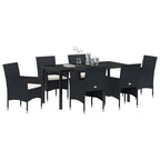 Garten Essgruppe mit Kissen 7 pcs Schwarz Poly-Rattan