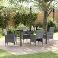 Garten Essgruppe mit Kissen 5 pcs Grau Poly-Rattan