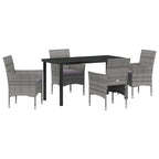 Garten Essgruppe mit Kissen 5 pcs Grau Poly-Rattan