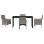 Garten Essgruppe mit Kissen 5 pcs Grau Poly-Rattan