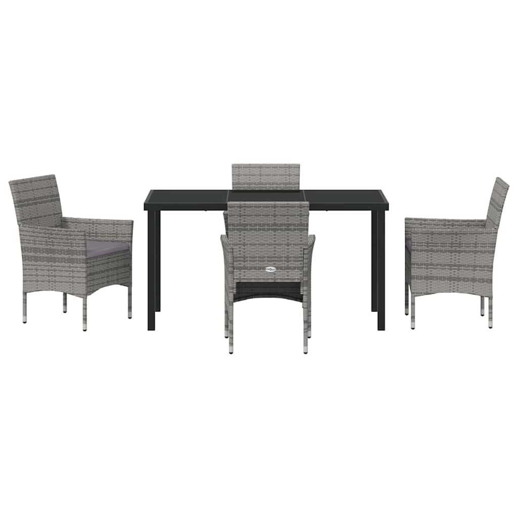 Garten Essgruppe mit Kissen 5 pcs Grau Poly-Rattan