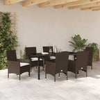 Garten Essgruppe mit Kissen 7 pcs Braun Poly-Rattan