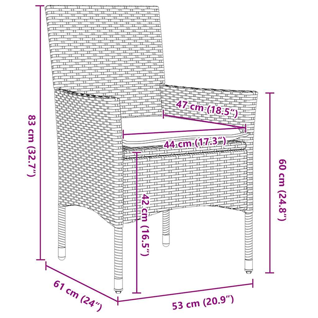 Garten Essgruppe mit Kissen 7 pcs Braun Poly-Rattan