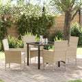 Garten Essgruppe mit Kissen 5 pcs Beige Poly-Rattan