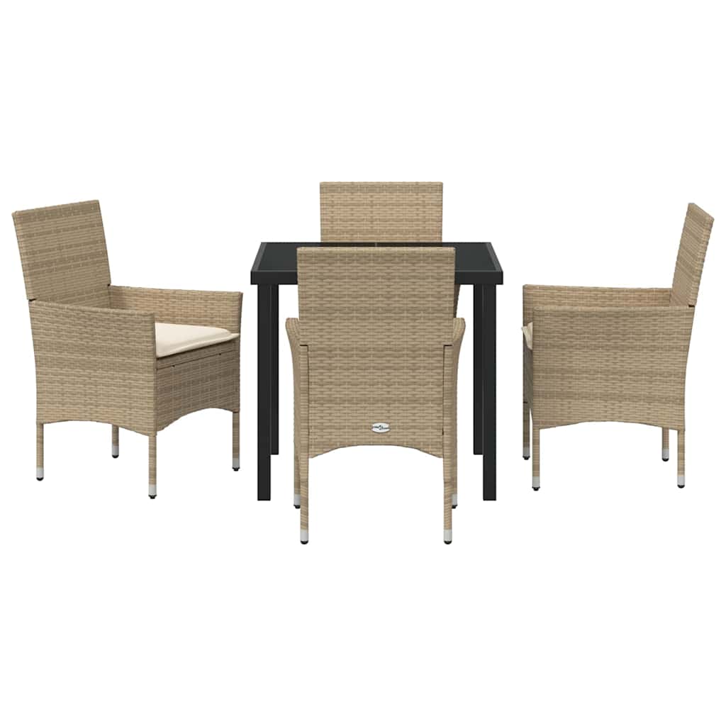 Garten Essgruppe mit Kissen 5 pcs Beige Poly-Rattan