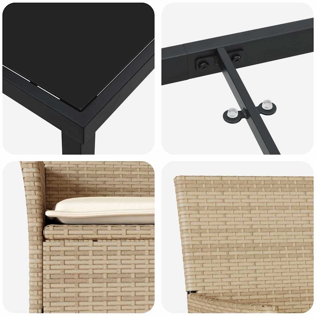 Garten Essgruppe mit Kissen 7 pcs Beige Poly-Rattan