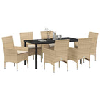 Garten Essgruppe mit Kissen 7 pcs Beige Poly-Rattan