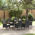 Garten Essgruppe mit Kissen 7 pcs Schwarz Poly-Rattan