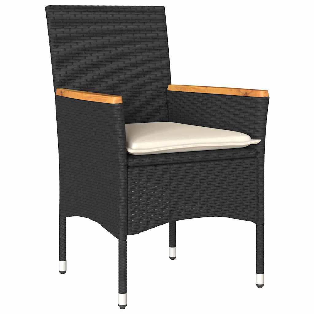 Garten Essgruppe mit Kissen 7 pcs Schwarz Poly-Rattan