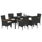 Garten Essgruppe mit Kissen 7 pcs Schwarz Poly-Rattan