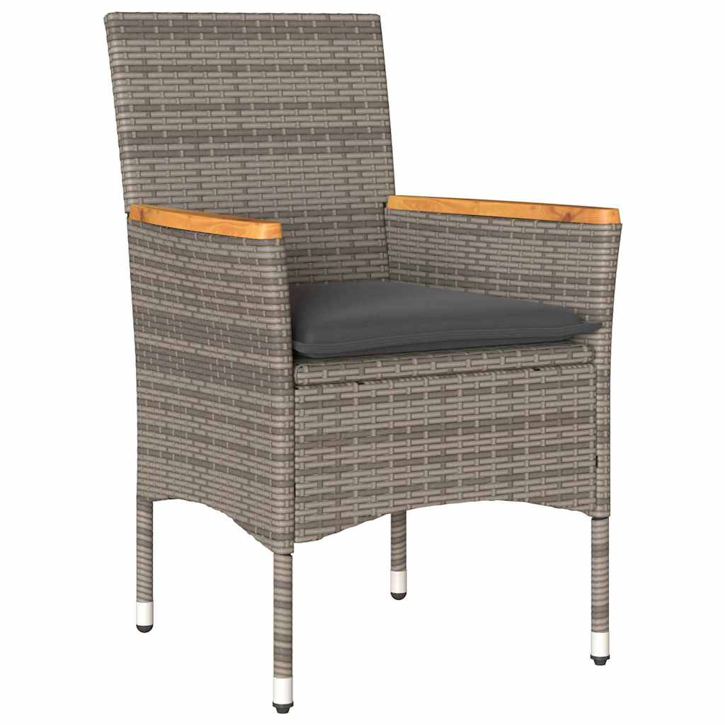 Garten Essgruppe mit Kissen 7 pcs Grau Poly-Rattan