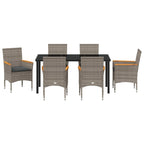 Garten Essgruppe mit Kissen 7 pcs Grau Poly-Rattan