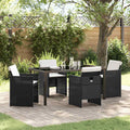 Garten Essgruppe mit Kissen 5 pcs Schwarz Poly-Rattan