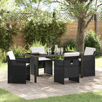 Garten Essgruppe mit Kissen 5 pcs Schwarz Poly-Rattan
