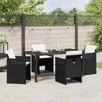 Garten Essgruppe mit Kissen 5 pcs Schwarz Poly-Rattan