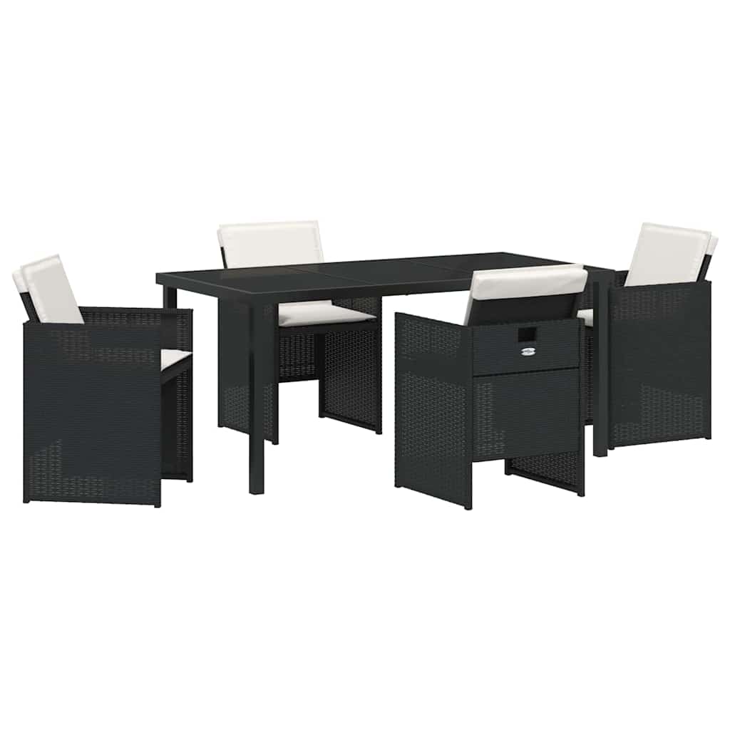 Garten Essgruppe mit Kissen 5 pcs Schwarz Poly-Rattan