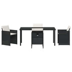 Garten Essgruppe mit Kissen 5 pcs Schwarz Poly-Rattan