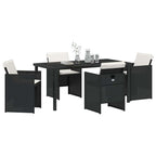 Garten Essgruppe mit Kissen 5 pcs Schwarz Poly-Rattan