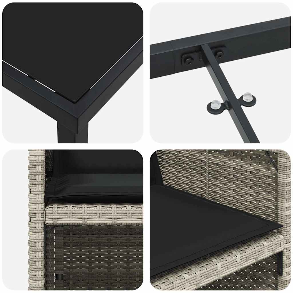 Garten Essgruppe mit Kissen 5 pcs Hellgrau Poly-Rattan