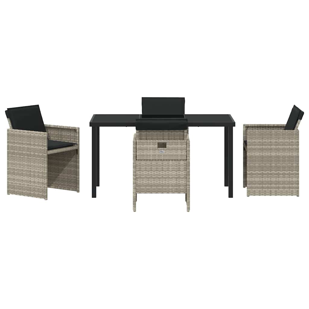 Garten Essgruppe mit Kissen 5 pcs Hellgrau Poly-Rattan