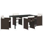 Garten Essgruppe mit Kissen 5 pcs Braun Poly-Rattan