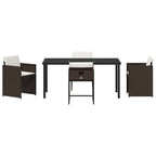 Garten Essgruppe mit Kissen 5 pcs Braun Poly-Rattan