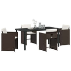 Garten Essgruppe mit Kissen 5 pcs Braun Poly-Rattan