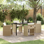 Garten Essgruppe mit Kissen 5 pcs Beige Poly-Rattan