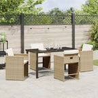 Garten Essgruppe mit Kissen 5 pcs Beige Poly-Rattan