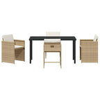 Garten Essgruppe mit Kissen 5 pcs Beige Poly-Rattan
