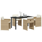 Garten Essgruppe mit Kissen 5 pcs Beige Poly-Rattan