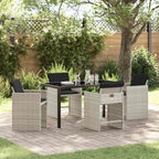 Garten Essgruppe mit Kissen 5 pcs Hellgrau Poly-Rattan
