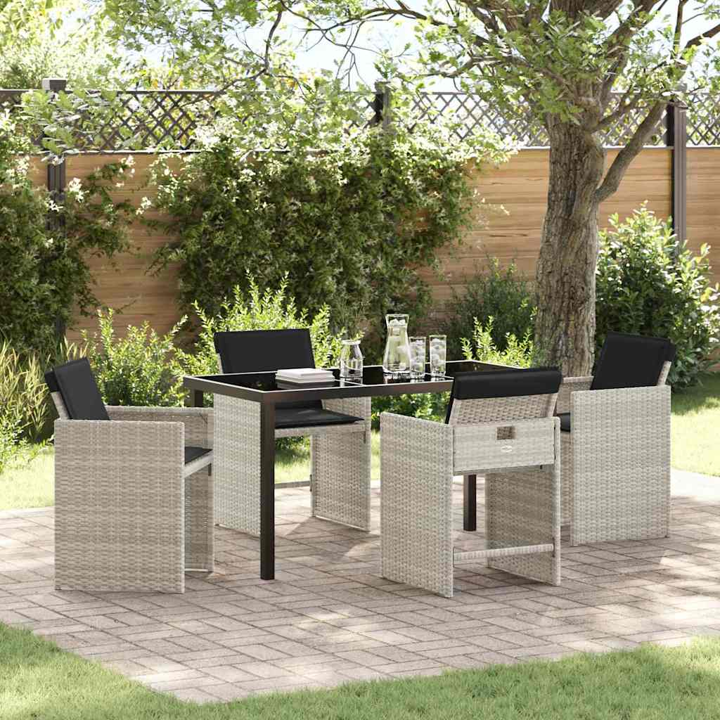 Garten Essgruppe mit Kissen 5 pcs Hellgrau Poly-Rattan