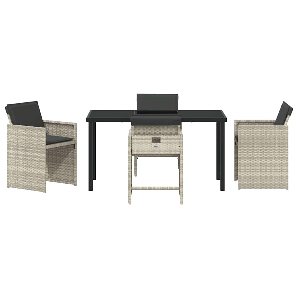 Garten Essgruppe mit Kissen 5 pcs Hellgrau Poly-Rattan